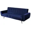 UB DESIGN SALON Canapé lit Odin convertible velours Bleu (pieds dorés)