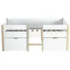 LEQUAIDESAFFAIRES Lit mi-hauteur SISSY - 2 tiroirs - 90 x 190 cm - Blanc et chêne