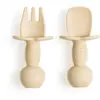 Lot 2 mini couverts bébé silicone Beige