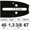 Guide de tronçonneuse OZAKI Pro-Steel - 16"/40cm - Pas .325 - Jauge .050 (1,3mm)
