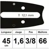 Guide OZAKI Pro-Steel pour AEG, LOGOSOL et STIHL - 18"/45cm - Pas 3/8 .063 (1,6mm)