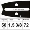 Guide de tronçonneuse OZAKI Pro Steel - Coupe 20" - 50cm - Empreinte S pas 3/8 .058 (1,5mm)
