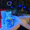 Blachere Motif acrylique ours avec cadeau led 4,5v - l:20cm x i:17cm x h:30cm - 48 led blanc pur + 12 blanc pur flash - flash - câble argent transparent - usag