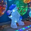 Blachere Motif acryliq bonhomme neige boule neige 4,5v - l:32cm x i:15cm x h:30cm - 48 led blanc pur + 12 blanc pur flash - flash - câble argent transparent -