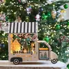 Village en bois led blanc chaud avec camion, déco artisanale à poser