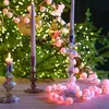 Guirlande led rouge 5 m avec boules de coton, lumière fixe et timer