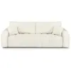 Canapé droit convertible belem 3 places tissu bouclette écru
