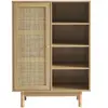 Baïta - Buffet helena effet chêne et cannage rotin 1 porte 80 cm