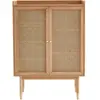 Baita Buffet haut 2 portes en bois et cannage L90cm - Bois clair - bombong