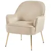 Baita Fauteuil MARCELINO en velours beige avec piètement doré - BAÏTA