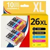 123CONSOMMABLES - 26XL - Pack 10 cartouche d'encre compatible avec Epson pour Ep