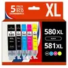 123Consommables Pack 5 Cartouches compatibles CANON PGI-580 CLI-581 XXL