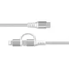 Câble 2 en 1 USB-C/Lightning MFi vers USB-C 3A PD 60W Renforcé 1,2m Force Power Blanc