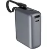 Powerbank 10000mAh USB-A USB-C 30W avec Câble Intégré Charge Rapide Gris