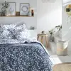 Today Housse de couette Denim FLOWER GARDEN,240x220 cm, bleu gris