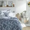 Today Housse de couette Denim FLOWER GARDEN, 260 x 240 cm, bleu gris