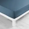 Douceur d'Intérieur DRAP HOUSSE 1 PERSONNE 90 x 190 CM MICROFIBRE UNIE OSCAR BLEU NUIT