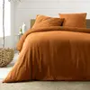 Parure De Lit 3 Pièces Double Gaze De Coton Caramel 220x240cm