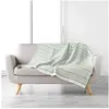 Douceur d'Intérieur Plaid Déco à Pompons "maldives" 125x150cm Kaki - Paris Prix Vert