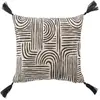 Coussin Déco à Pompons "Pandore" 45x45cm Noir