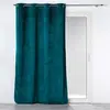Rideau à oeillets casual sauge velours côtelé uni velours bleu pétrole