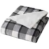 Plaid tartan sherpa chaud anthracite 125x150 écossais