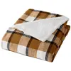 Plaid tartan sherpa chaud camel 125x150 écossais