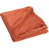 Plaid flanelle 125x150 cm - Relief feuillage - Terracotta