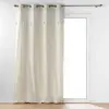 Rideau a oeillets 140 x 240 cm polycoton uni+ pompons Isalina Blanc
