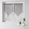 Douceur d'Intérieur Paire pompon passants 2 x 60 x 120 cm voile bicolore duo Blanc/Gris