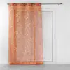 Douceur d'Intérieur Voilage à oeillets 140 x 240 cm imprimé métallisé Belflor Terracotta/Or