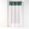 Voilage sablé imprimé floral polyester bleu 240x140cm
