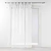 Douceur d'Intérieur Voilage à passants + pompons 140 x 240 cm polyester effet lin Dalila Blanc