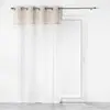 Douceur d'Intérieur Voilage a oeillets 140 x 240 cm voile sablé + haut pompons Samira Blanc