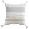 DOUCEUR D'INTERIEUR coussin dehoussable pompons 40 x 40 cm coton imprime iliade des. place