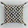 Paris Prix Coussin déhoussable pompons 45x45 cm coton recycle or Tosane