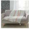 DOUCEUR D'INTERIEUR Plaid à pompons coton tissé Indira rose 125x150 cm