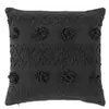 Coussin Déhoussable à pompons 40 x 40 cm coton Alenia Anthracite