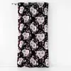 Douceur d'Intérieur RIDEAU A OEILLETS 140 x 240 CM VELOURS IMPRIME VELVET FLOWER NOIR