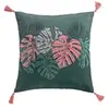 Paris Prix coussin pompons 40 x 40 cm polyester imprime jardin d'interieur des. place