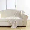 Douceur d'Intérieur PLAID A FRANGES 125 x 150 CM COTON UNI+FILS COUPES GOLDEN SUNSET