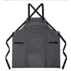 Tablier en toile enduite et cuir noir Livoo