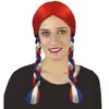 Perruque avec tresses bleu, blanc et rouge
