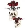 décoration crâne avec roses 30cm - ptitclown 12940