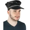 P'TIT CLOWN - 17105 - Casquette de Biker avec Chaîne - Punk, Rocker Cap - Accessoire de Déguisement - Pour Carnaval, Halloween, Fêtes à Thèmes, Soirées Costumées - Adulte Unisexe - Simili Cuir Noir