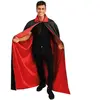 Cape tissu polyester satiné  réversible noir et rouge avec col 130cm