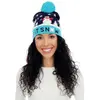 Bonnet de noel adulte bleu avec bonhommes de neige Lumineux