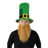 PTITCLOWN Chapeau velours 59 cm Vert souple St Patrick + Barbe rousse FETE-73200