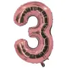 Ballon alu mylar 30cm CHIFFRE 3, Rose Gold