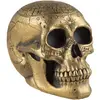 Crâne de squelette décoré doré 20 cm